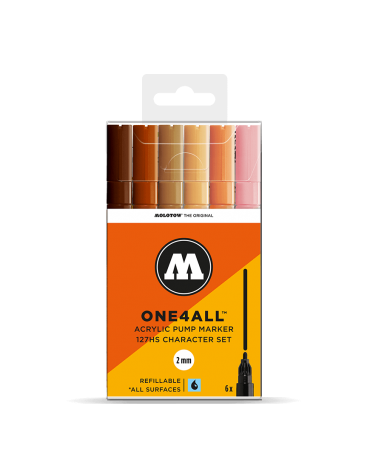 PACK 6 ROTULADORES ACRÍLICOS ONE4ALL 2MM / CHARACTER-SET