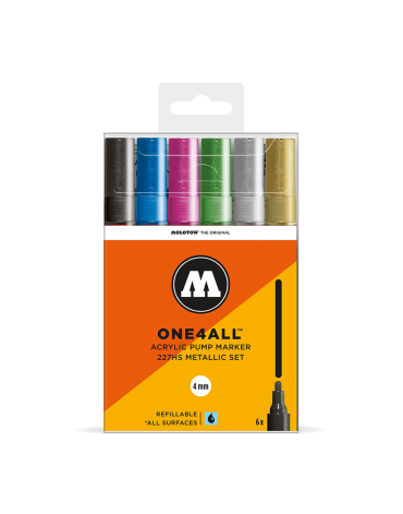 PACK 6 ROTULADORES ACRÍLICOS ONE4ALL 4MM / SET METALIZADOS