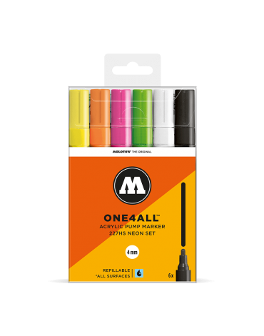 PACK 6 ROTULADORES ACRÍLICOS ONE4ALL 4MM / SET FLUORESCENTES