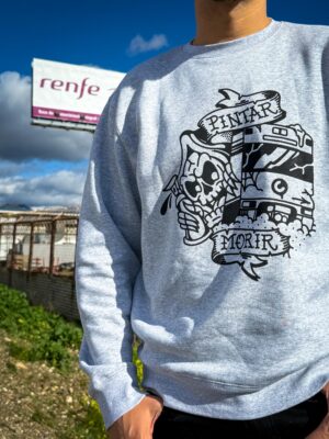 SUDADERA PINTAR O MORIR GRIS